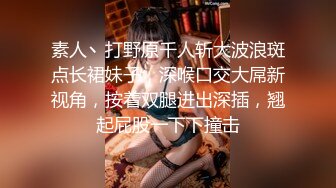 素人丶打野原千人斩大波浪斑点长裙妹子，深喉口交大屌新视角，按着双腿进出深插，翘起屁股一下下撞击